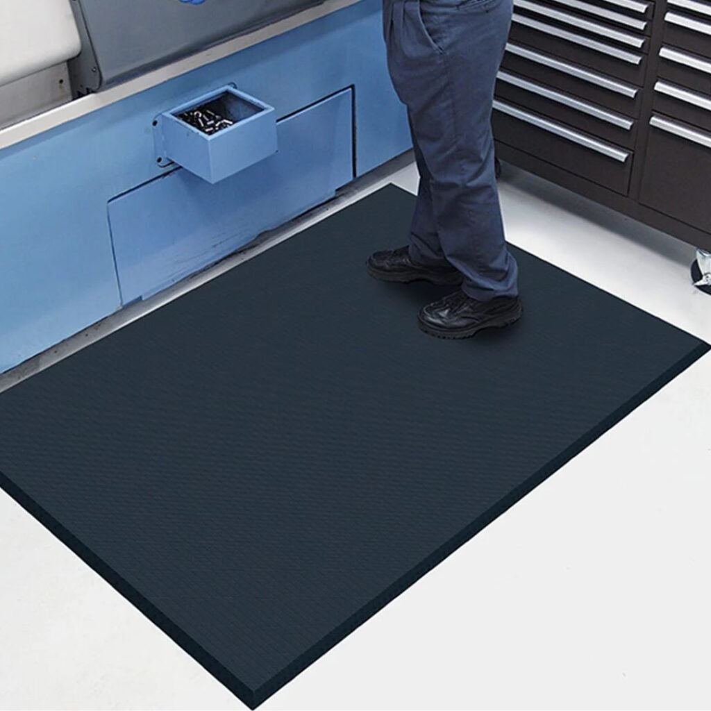 man standing on an anti fatigue mat
