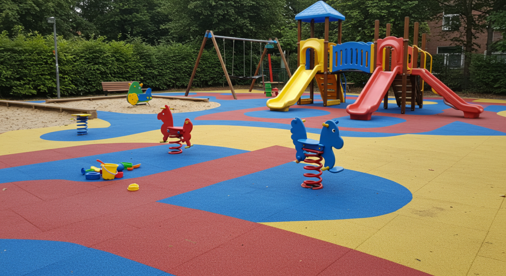 Photorealistic of Kids' Play Area with rubber mat