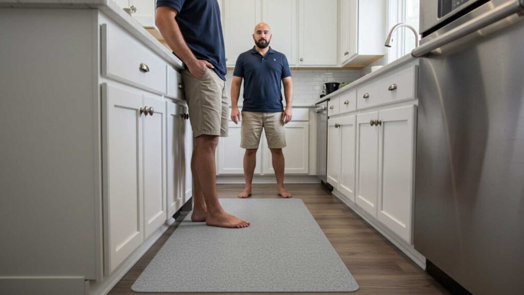 A man standing on a Non-Slip Mats in the kitchen